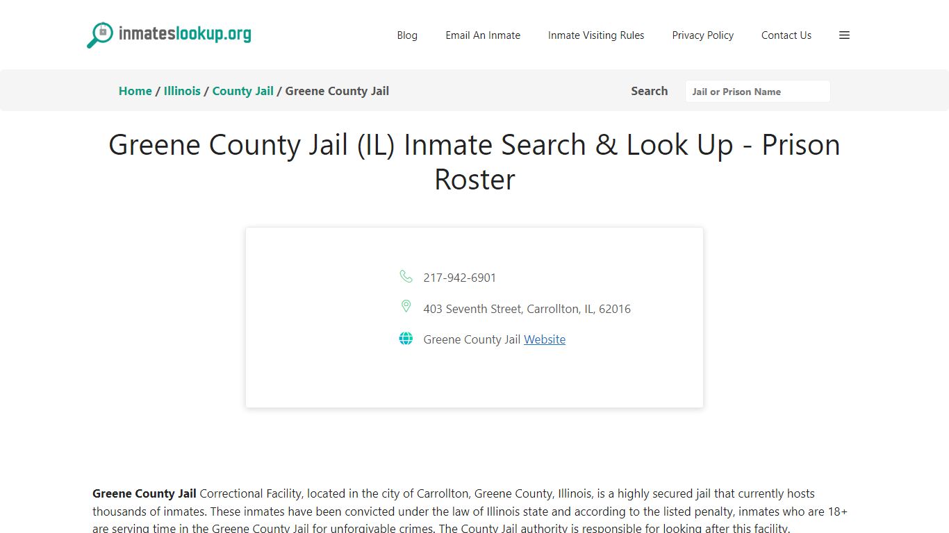 Greene County Jail (IL) Inmate Search & Look Up - Prison Roster